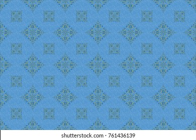 Abstract pattern in Arabian style. Blue texture. Graphic modern pattern. Seamless raster background.