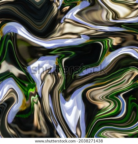 Abstract pattern background with zigzag and waves in blue, green and black tones. Artistic image processing created by spring crocus photo. Beautiful multicolor pattern for design. Background image