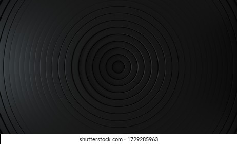 Abstract pattern of circles with the effect of displacement. Black clean rings. Abstract background for business presentation. Modern simple shape wave style. 3d render