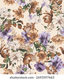 abstract pattern design made of textured floral pieces