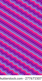 Abstract pattern featuring diagonal wavy stripes in pink magenta purple and cyan with dark blue accents creating a playful colorful composition.