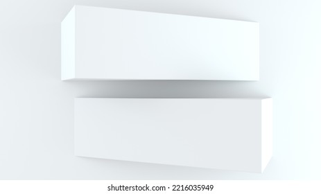 Abstract Pattern Image Of Two Cubic Shaped White Material 3D Objects. Creative Art Design. 3D Render.