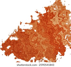 An abstract pattern with intricate, rust-colored marbling against a white background.