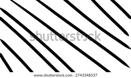 Abstract Pattern of Multiple Diagonal Black Ink Lines Parallel Brush Strokes on White Background Surface