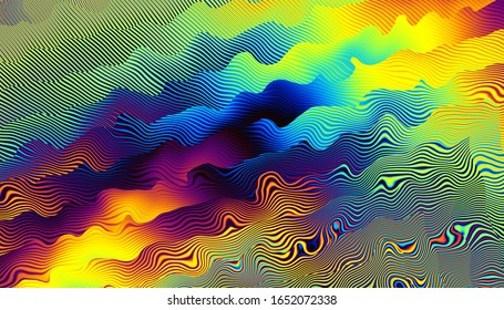 Abstract pattern. Psychedelic colors wavy background.