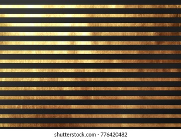 Abstract Pattern Texture Gold Stripes.  Golden And Black Background.