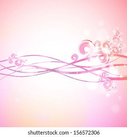 Abstract pink background with waves and swirls. Raster copy of my vector.