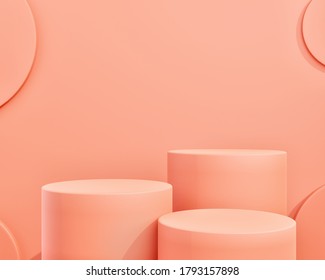 Abstract Pink Color Geometric Shape Background, Presentation Of Product Packs Modern Minimalist Mockup For Podium Product Display Stand, 3d Illustration