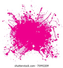 Abstract Pink Grunge Background With Splat Halftone Dots