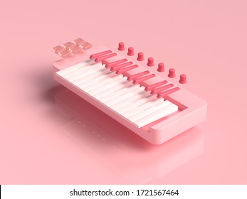 Abstract Pink Mini Piano Keyboard Cartoon Style 3d Rendering