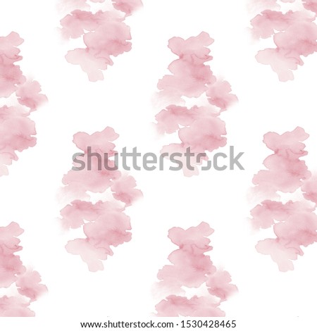 Abstract pink pattern on white background. Watercolour pink stains.