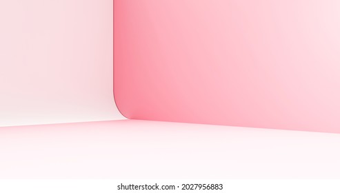 Abstract Pink Product Minimal Corner Room Background Or Modern Podium Stage Pedestal Pastel Display And Blank Space Platform Scene Stand On Beauty Backdrop Showcase With Cosmetic Studio. 3D Rendering.