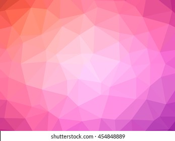 Abstract Pink Purple Orange Gradient Polygonal Texture Background.