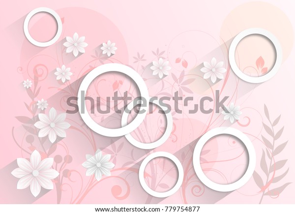 抽象的なピンクの壁紙と花 写真の壁紙 3dレンダリング のイラスト素材