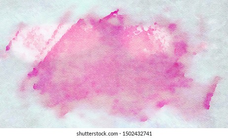 Abstract pink water color illustration on white background, rough paper canvas, paper texture for write quotes, posters, wallpaper, promotion, art decor.