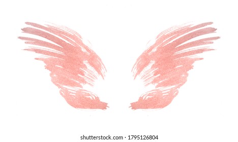 Abstract Pink Watercolor Wings In Vintage Nostalgic Colors