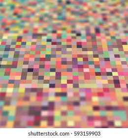 Abstract Pixel Background With Blurred Perspective View