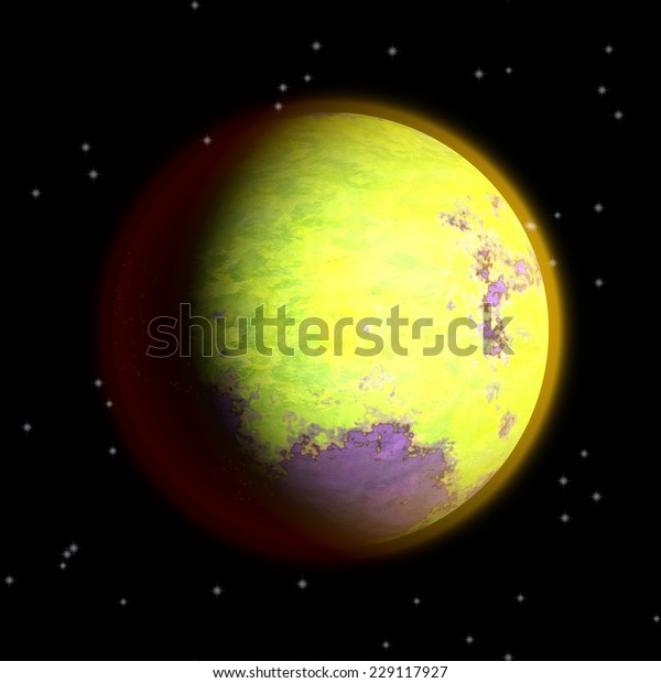 Abstract planet in\
space. Generated texture\

