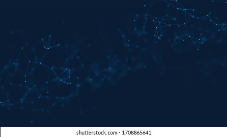 Abstract Plexus Background. Blue Lines And Dots. Techno Background. 3D Illustration