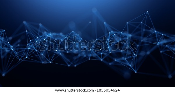 Abstract\
plexus blue geometry background. Digital technology network\
connection concept. 3D rendered\
illustration.