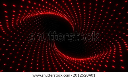 Abstract Plexus tunnel. Dots and lines connection. 3d render