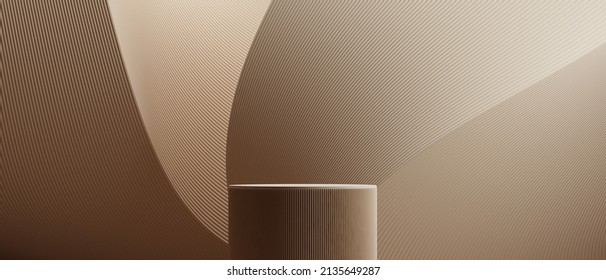 Abstract Podium Brown Background Concept For Product Presentation Branding. 3d Rendering Illustration