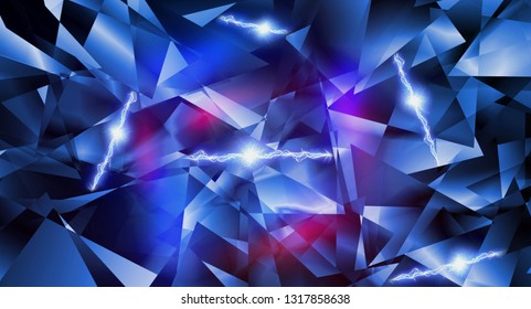 Abstract  poly background of triangles in blue colors  