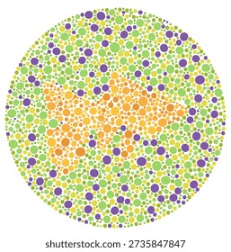 Abstract Polychromatic Dot Pattern for Color Blindness Test with Fish Silhouette