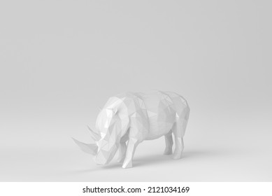Abstract Polygon Rhinoceros On White Background. Design Template, Mock Up. 3D Render.