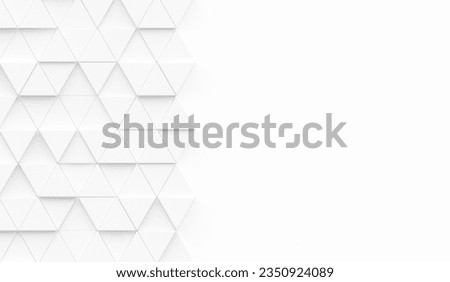 Abstract. Polygon triangle embossed  white background. light and shadow. 3d render.