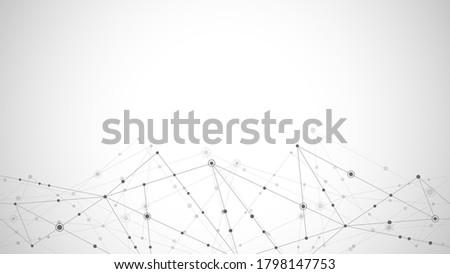 Abstract polygonal background with connecting dots and lines. Global network connection, digital technology and communication concept
