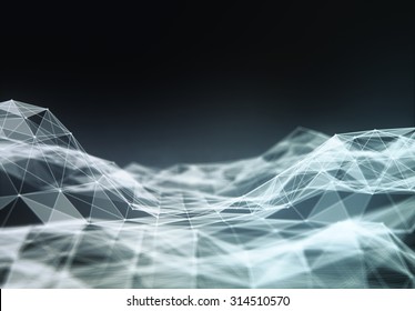 Abstract polygonal space low poly dark background with connecting dots and lines. Connection structure. Futuristic HUD background. 