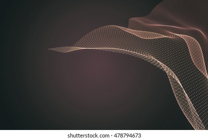 Abstract polygonal space low poly dark background with connecting dots and lines. Connection structure. 3d rendering