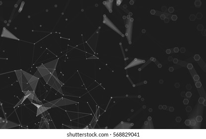 Abstract polygonal space low poly dark background with connecting dots and lines. Connection structure. 3d rendering