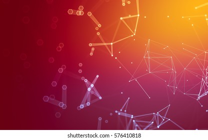 Abstract polygonal space low poly dark background with connecting dots and lines. Connection structure. 3d rendering