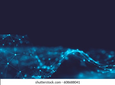 Abstract polygonal space low poly dark background with connecting dots and lines. Connection structure. Science. Futuristic polygonal background. Triangular. Wallpaper. Business
