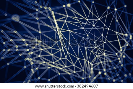 Abstract polygonal space low poly dark background with connecting dots and lines. Connection structure.