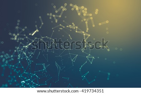 Abstract polygonal space low poly dark background with connecting dots and lines. Connection structure. 3d rendering