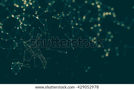 Abstract polygonal space low poly dark background with connecting dots and lines. Connection structure. 3d rendering