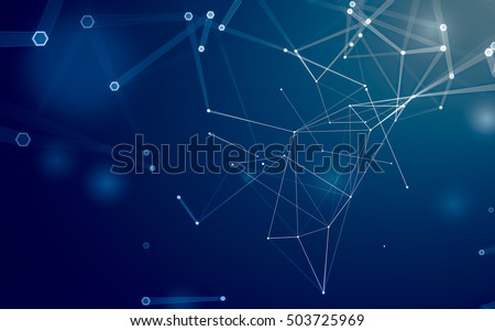 Abstract polygonal space low poly dark background with connecting dots and lines. Connection structure. 3d rendering