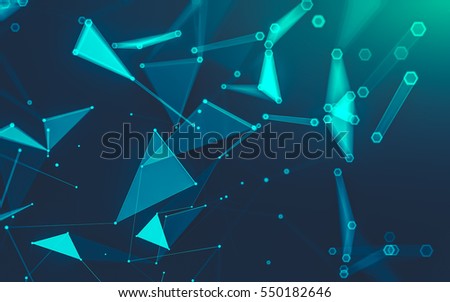 Abstract polygonal space low poly dark background with connecting dots and lines. Connection structure. 3d rendering
