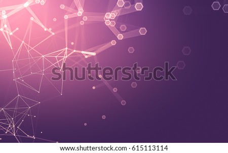 Abstract polygonal space low poly dark background with connecting dots and lines. Connection structure. 3d rendering