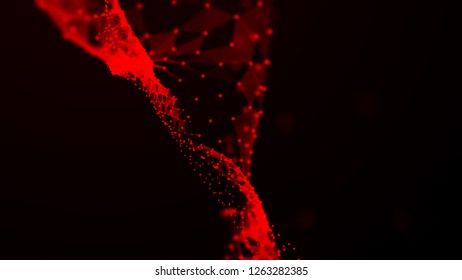 Abstract polygonal space. Network connection structure. Digital data visualization. Big data digital background. 3d rendering.