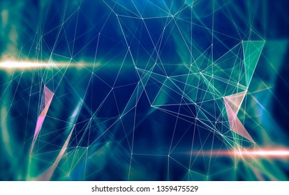 Abstract polygonal space on bright background with connecting dots and lines. Plexus structure. Graphic blue illustration. - Shutterstock ID 1359475529