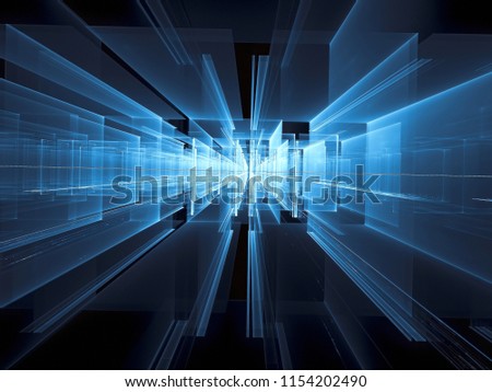 Abstract Portal Glossy Glass Walls Computergenerated Stock