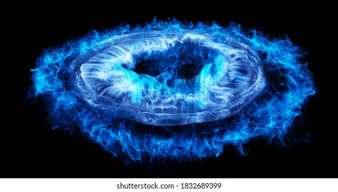Abstract Portal Ring, Blue energy surge. Energy force fields Tunnel. Vortex energy. Pulsating, beating circle. valve moving in an organic motion moving energy within. 3D render