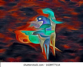 abstract psychedelic shape background with colored pencil stylization texture