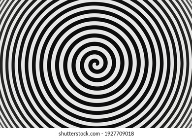 abstract Psychedelic twisting Hypnos Circles black and white background 3D rendering