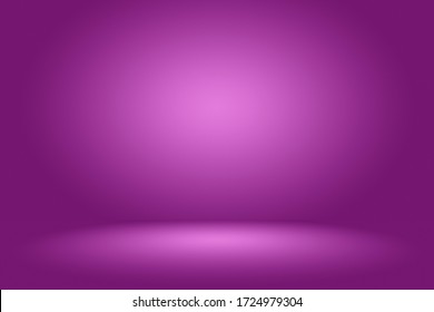 Abstract Purple Gradient Spotlight Room Texture Background. 
Studio Backdrop Wallpaper Light Display Wall Violet And Empty Space. 