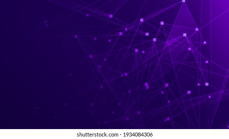 Abstract Purple Violet Polygon Tech Network With Connect Technology Background. Abstract Dots And Lines Texture Background. 3d Rendering.